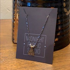 Geometric minimalist brass and silver necklace